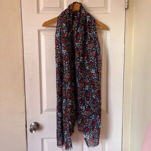 Navy Blue Floral Scarf